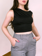 Blusa Assimétrica Poliamida Preta