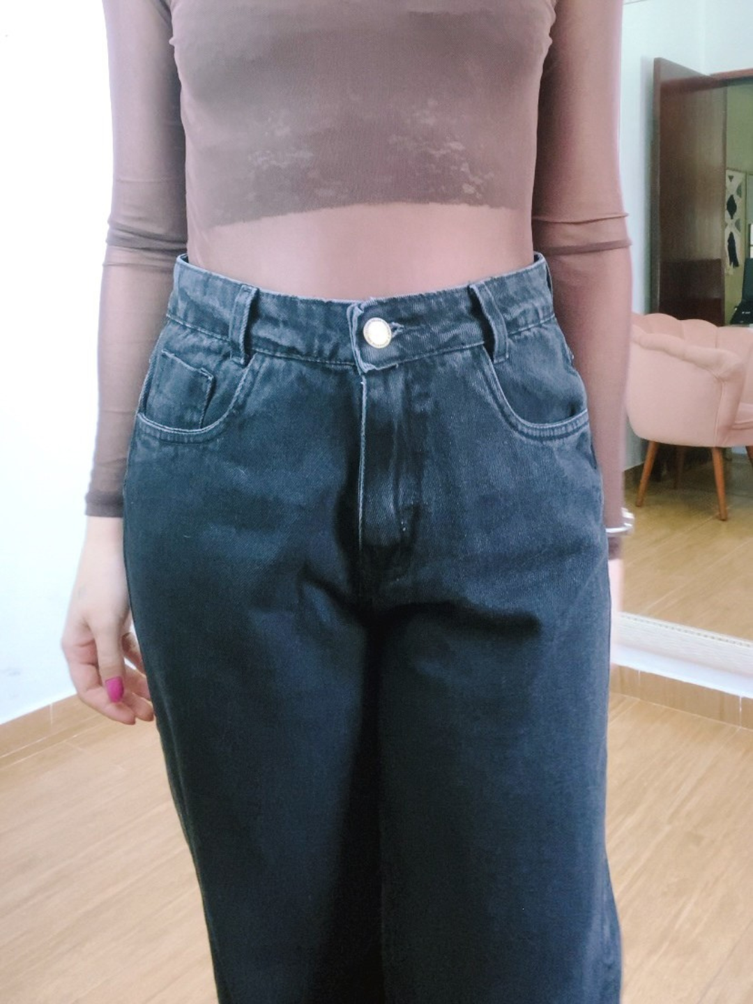 Calça Jeans Reta Preta