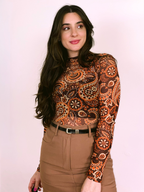 Body Tule Manga Longa Estampado