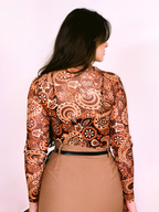 Body Tule Manga Longa Estampado