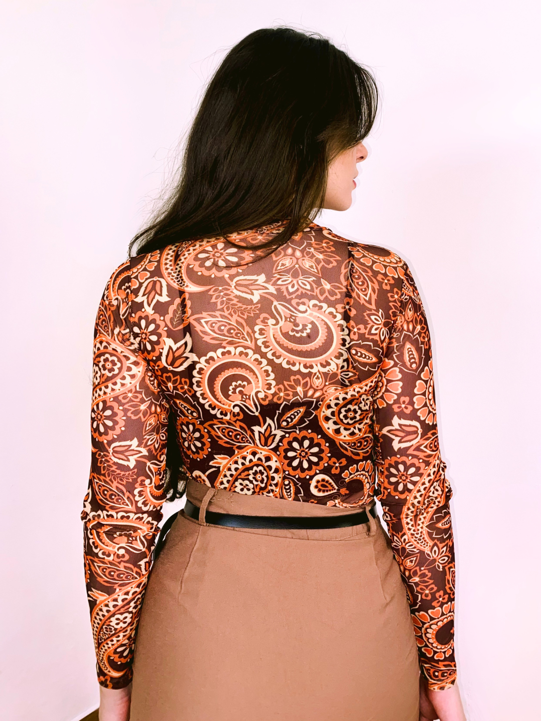 Body Tule Manga Longa Estampado