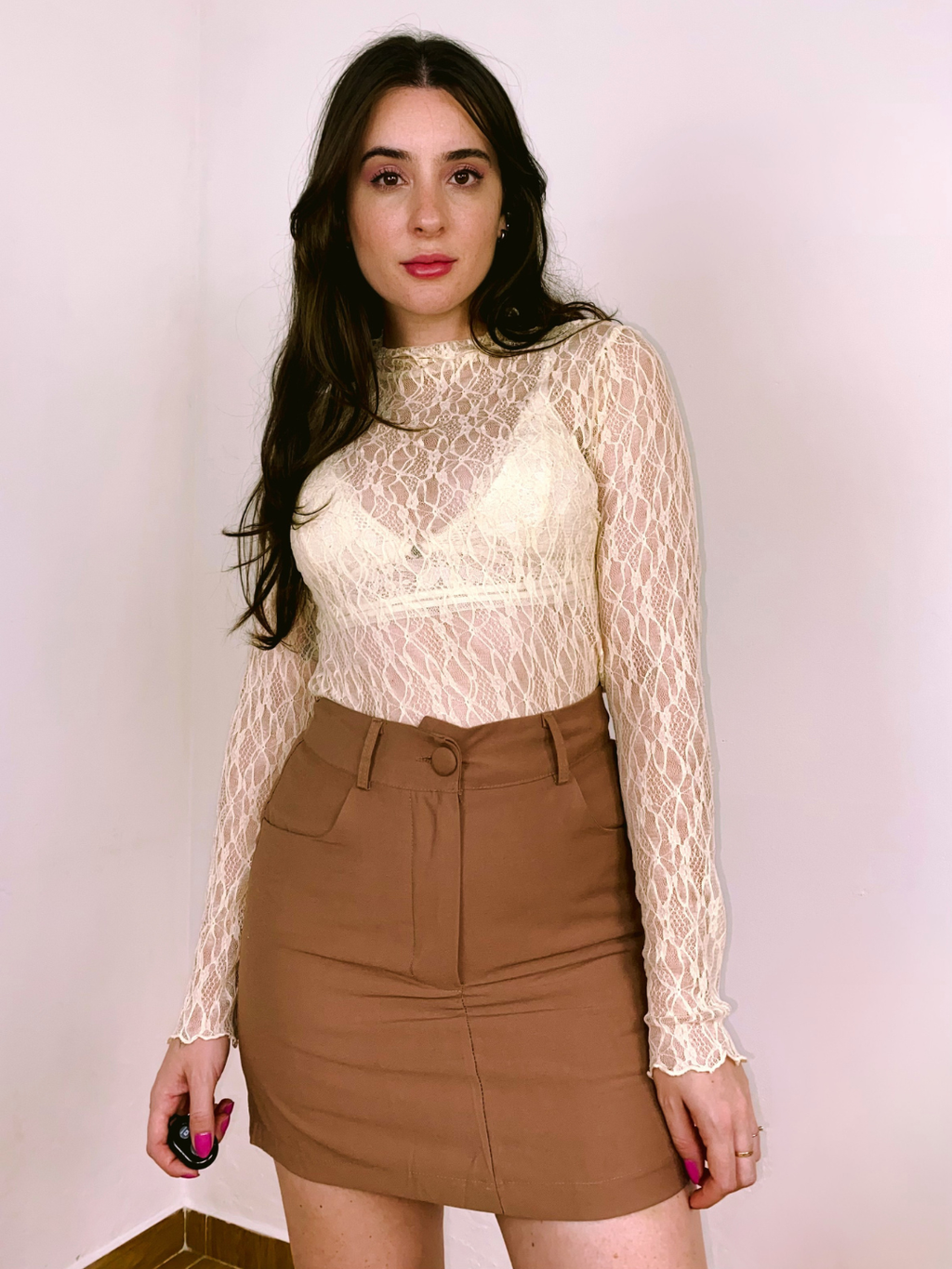 Blusa Renda Manga Longa Off White
