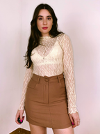 Blusa Renda Manga Longa Off White