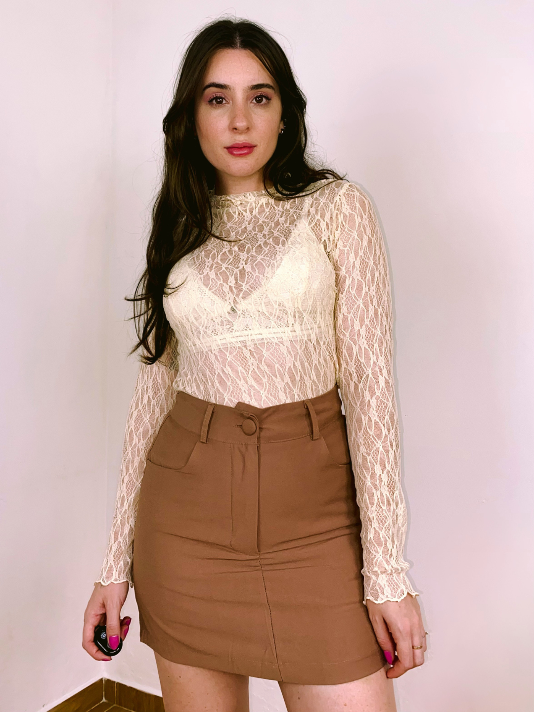 Blusa Renda Manga Longa Off White