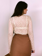Blusa Renda Manga Longa Off White