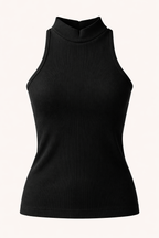 Blusa Cava Americana Canelada Preta