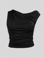 Blusa Assimétrica Poliamida Preta