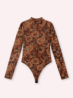 Body Tule Manga Longa Estampado